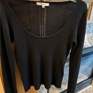 Madewell Black Scoop Neck Silk and Merino Sweater